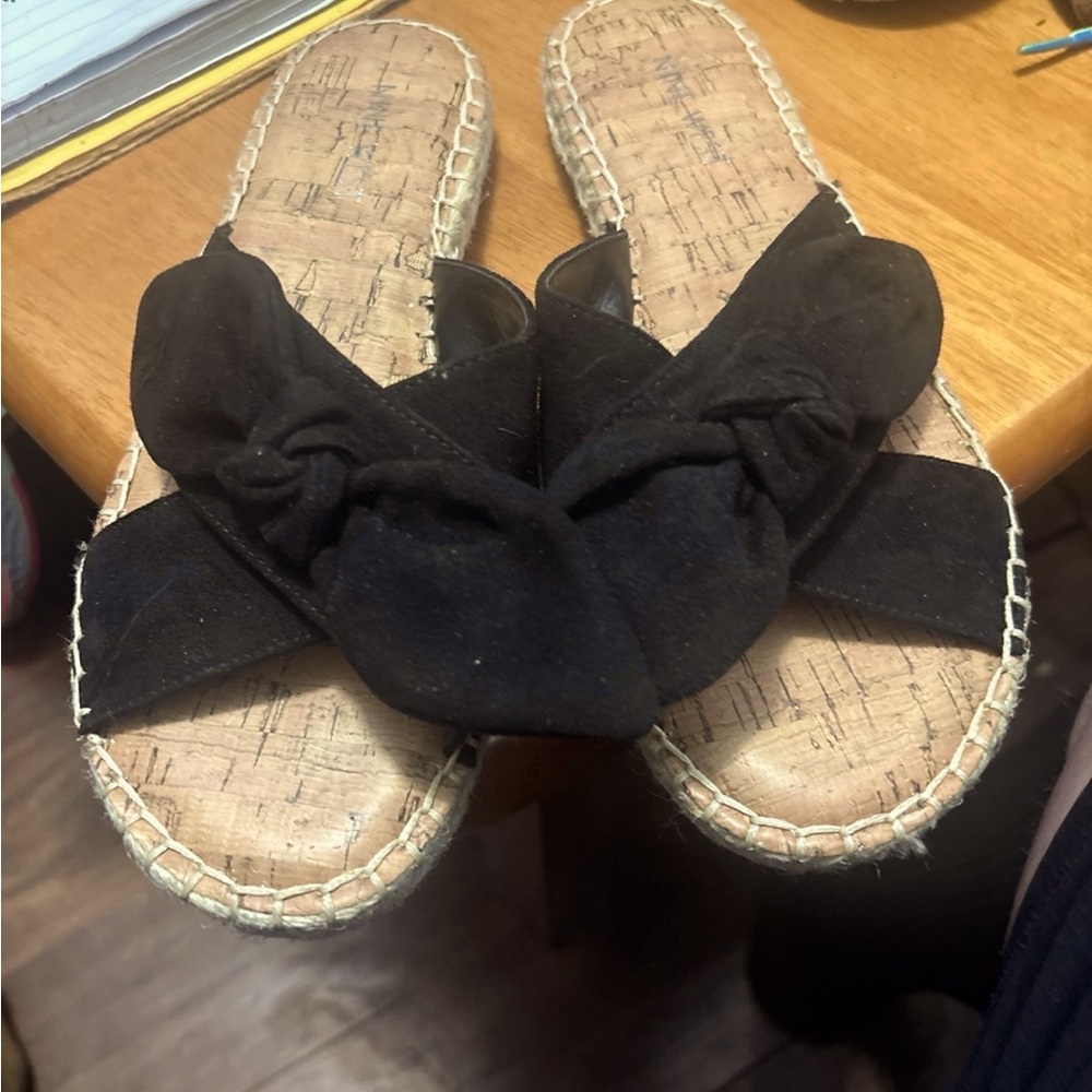 Nine West Women’s Brock 2 black Espadrille tie front sandals size 6.5 M